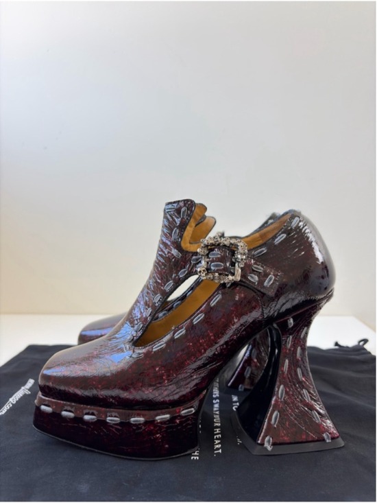 John Fluevog Shoes - John Fluevog MEGA MUNSTER CLIQUE PLATFORM T-STRAP HEEL size 9